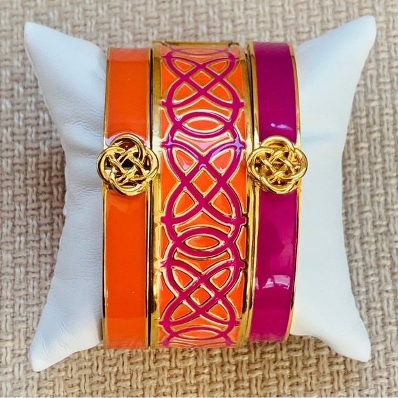Stella and Dot Enamel Bangles (3) Elenor and Celtic Knot in Orange and P… - Picture 2 of 15